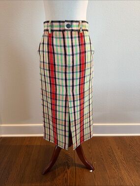 Zara Checked Pencil Skirt in Red, Pink & Green